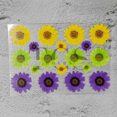 Yellow purple daisy blossom UV DTF transfer sheet