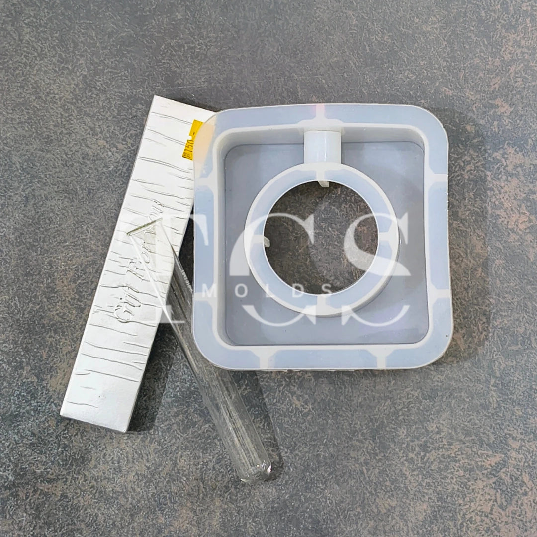 Silicone Resin Square Shape Tube Planter Mold With Glass Tube