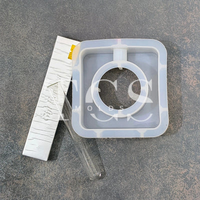 Silicone Resin Square Shape Tube Planter Mold With Glass Tube