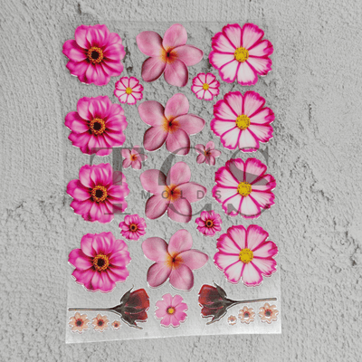 Pink and white floral UV DTF transfer sheet