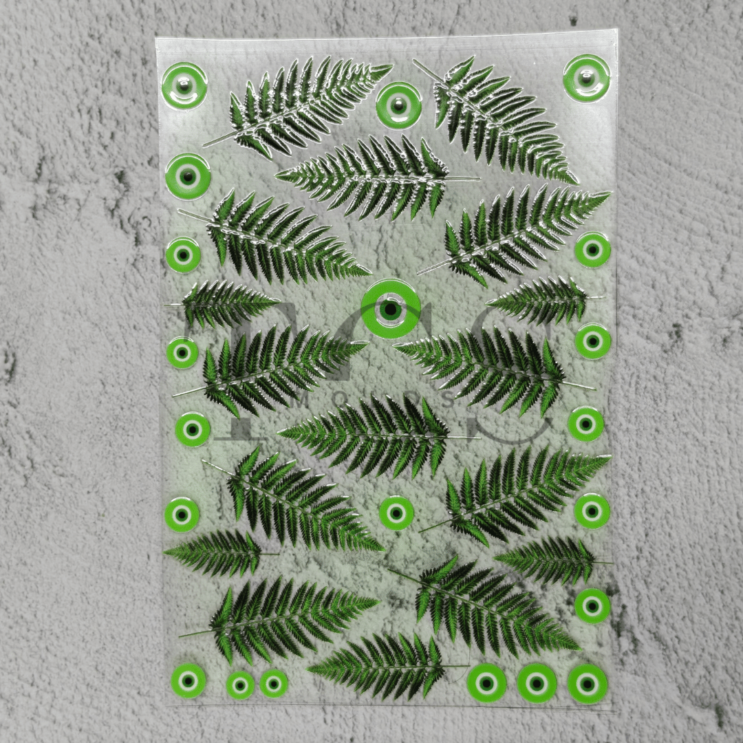 Green fern leaves UV DTF transfer sheet