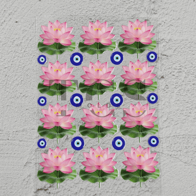 Pink lotus and evil eye UV DTF transfer sheet
