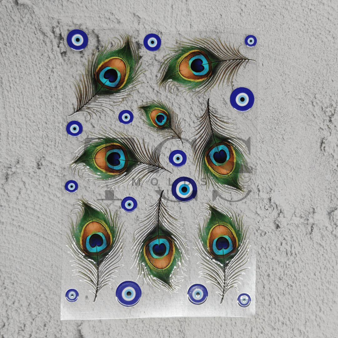 Peacock feather evil eye UV DTF transfer sheet