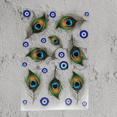 Peacock feather evil eye UV DTF transfer sheet