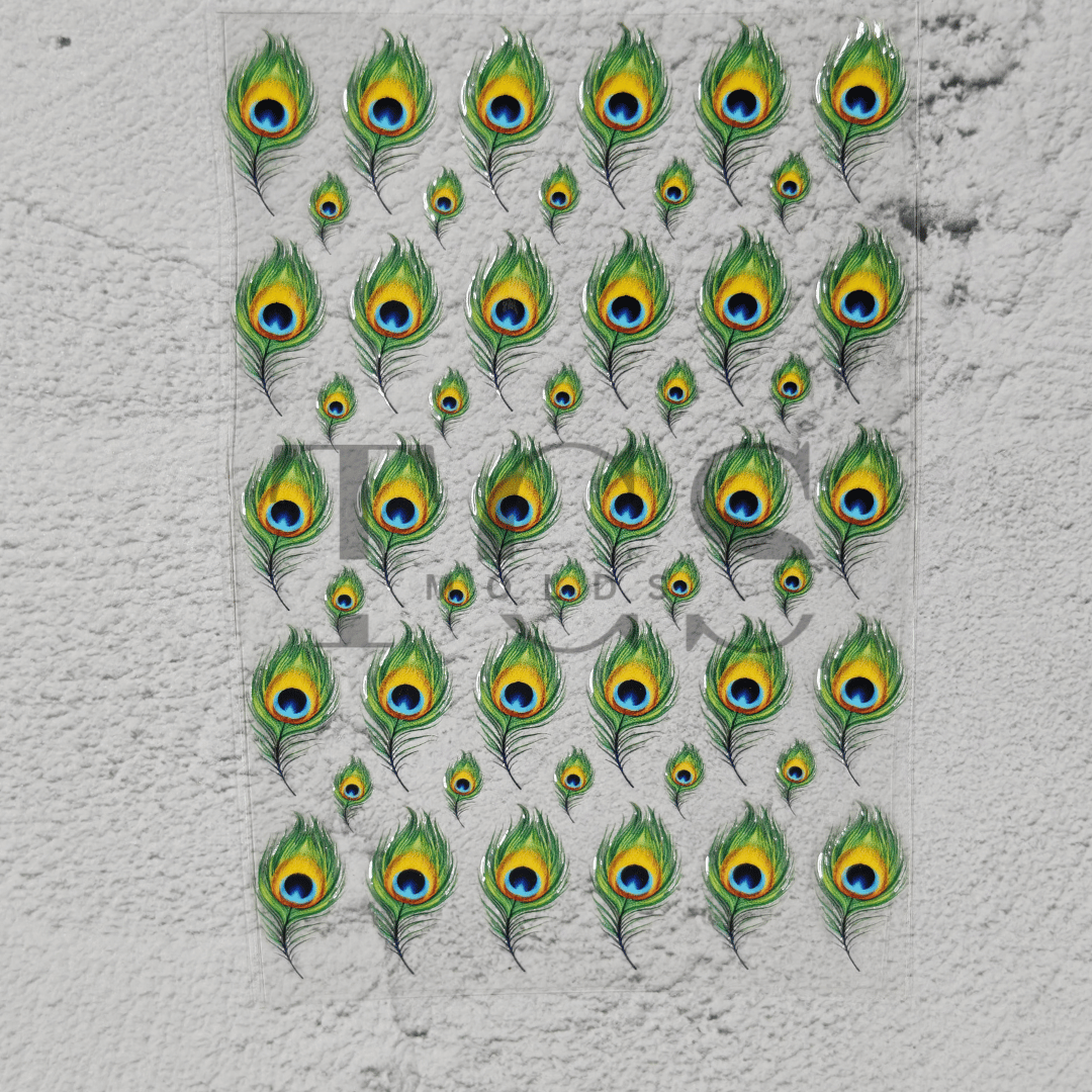 Peacock feather UV DTF transfer sheet