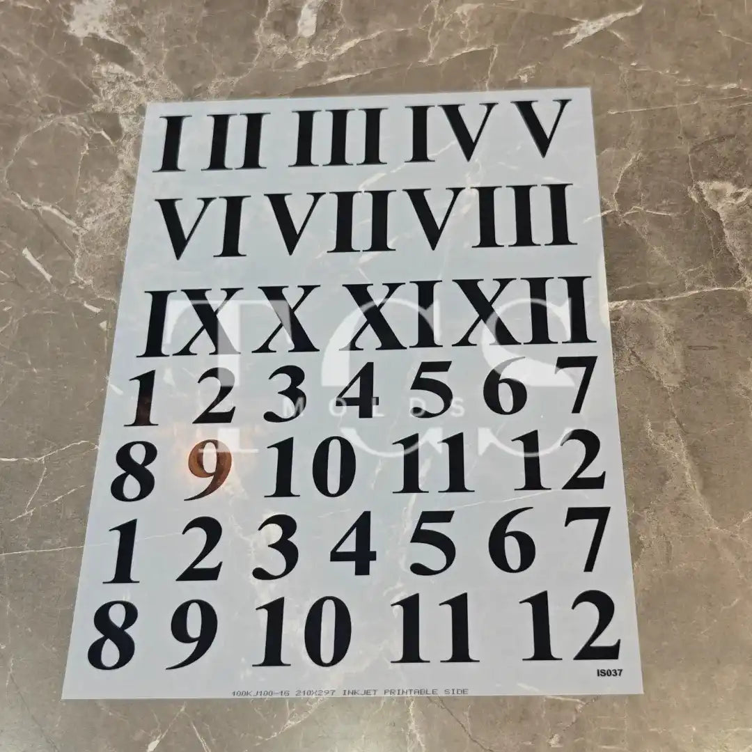 A4 numbers insert sheet
