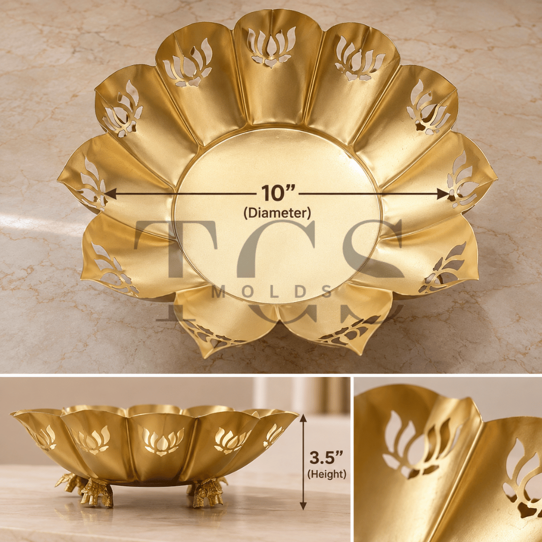 Big 10 inch metal urli bowl for floating flowers, diyas and home decor