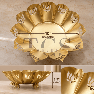Big 10 inch metal urli bowl for floating flowers, diyas and home decor