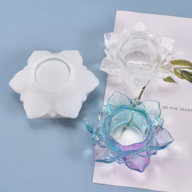 Lotus T Light Holder - silicone candle mold for resin art and craft projects