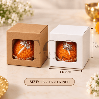 1 cavity ladoo box with window in white and brown