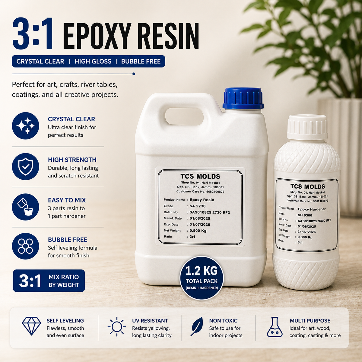 3:1 Epoxy Resin 1.2kg | Premium Epoxy Resin Supplier India