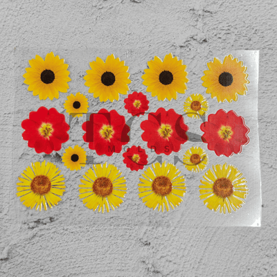 Yellow daisy red poppy UV DTF transfer sheet