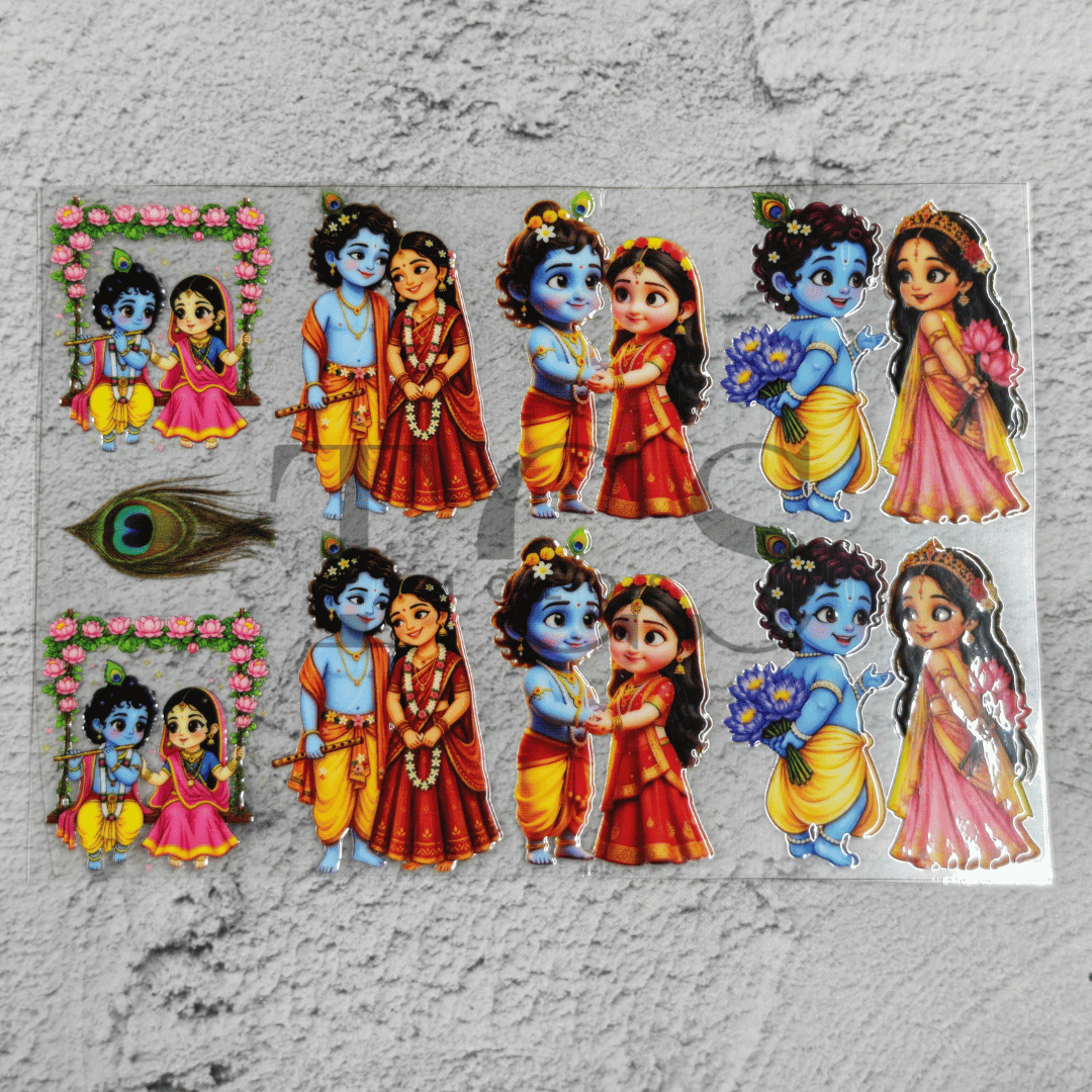 Radha Krishna design 2 UV DTF transfer sheet