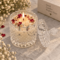 Diamond Cut Jar with Glass Lid – 8cm Glass Candle Jar for Soy Wax & Scented Candles India