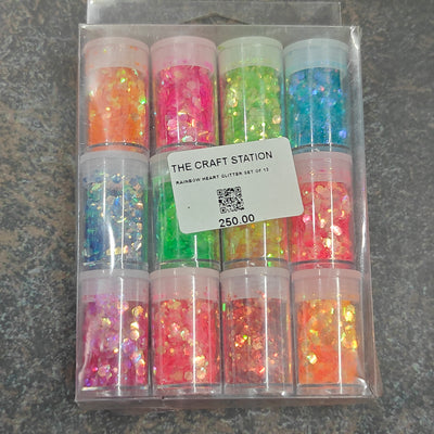 Rainbow Glitter Set of 12 - resin glitter/flake for resin art and craft projects