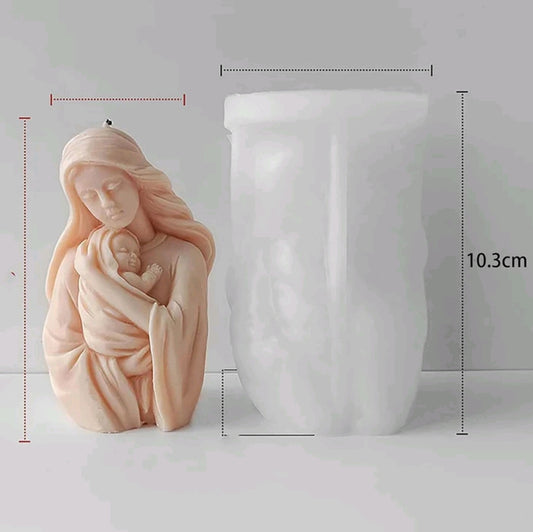 Baby on mother hug silicone mold