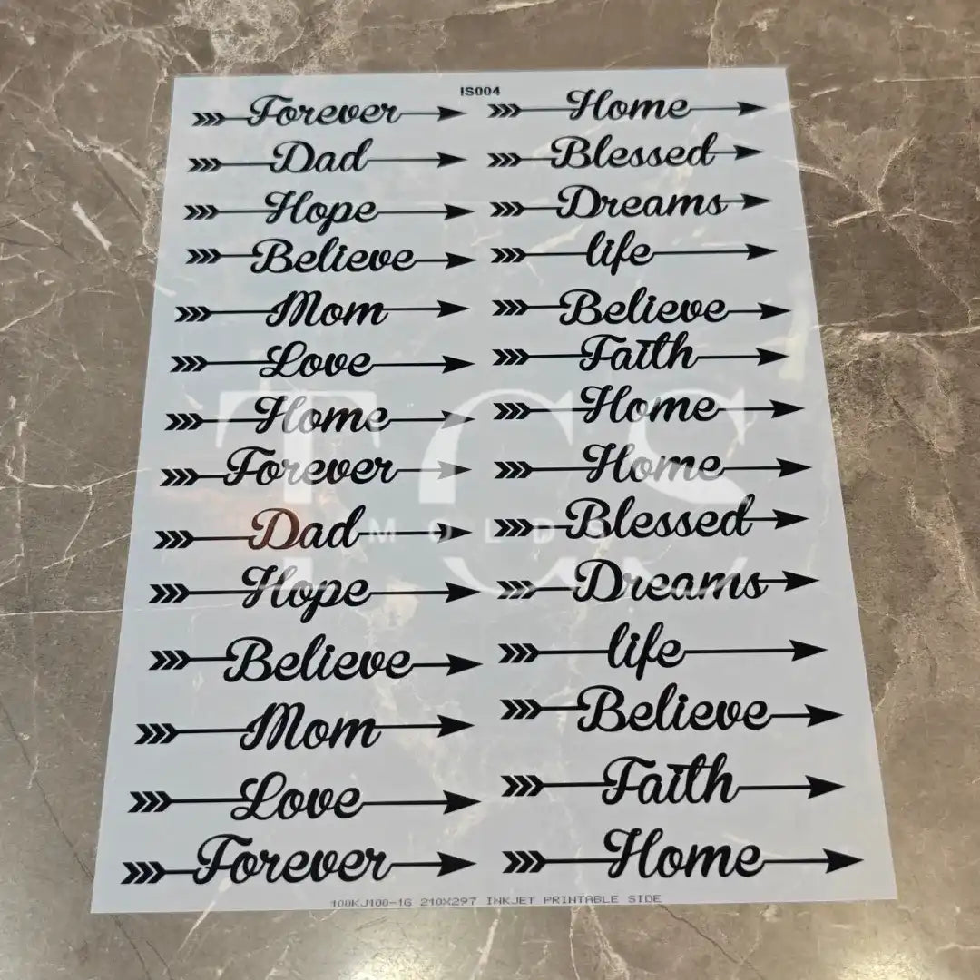 A4 words insert sheet