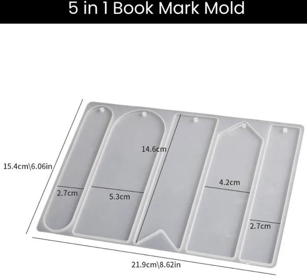 Silicone Resin 5 In 1 Bookmark Mold Silicone Mold for Resin Art for Epoxy & Resin Art – Premium Resin Art Supply by TCS Molds