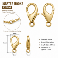 12mm Gold Finish Lobster - craft supply for resin art and craft projects