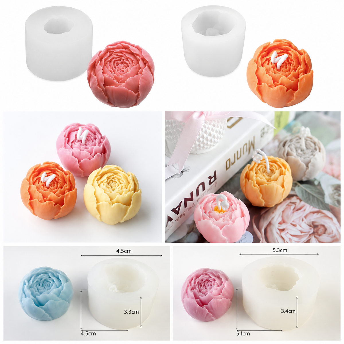 Flower candle mold 020 - silicone candle mold for resin art and craft projects