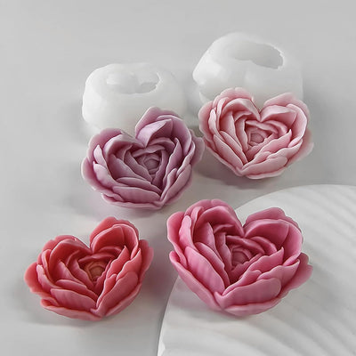 Heart peony candle mold