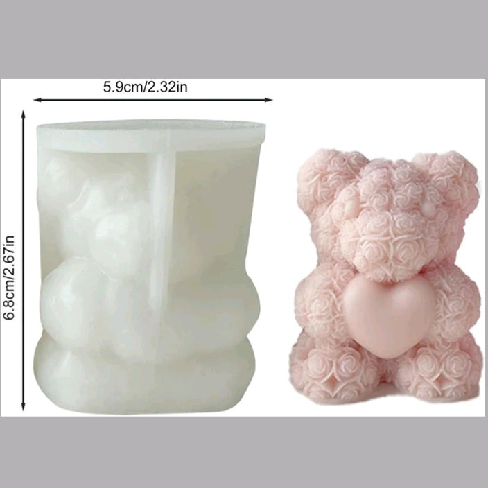 Teddy Rose heart mold | Silicone Mold for Resin & Candle Casting India