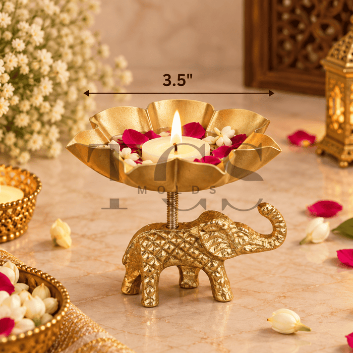 Elephant design brass metal urli bowl for pooja and home decor