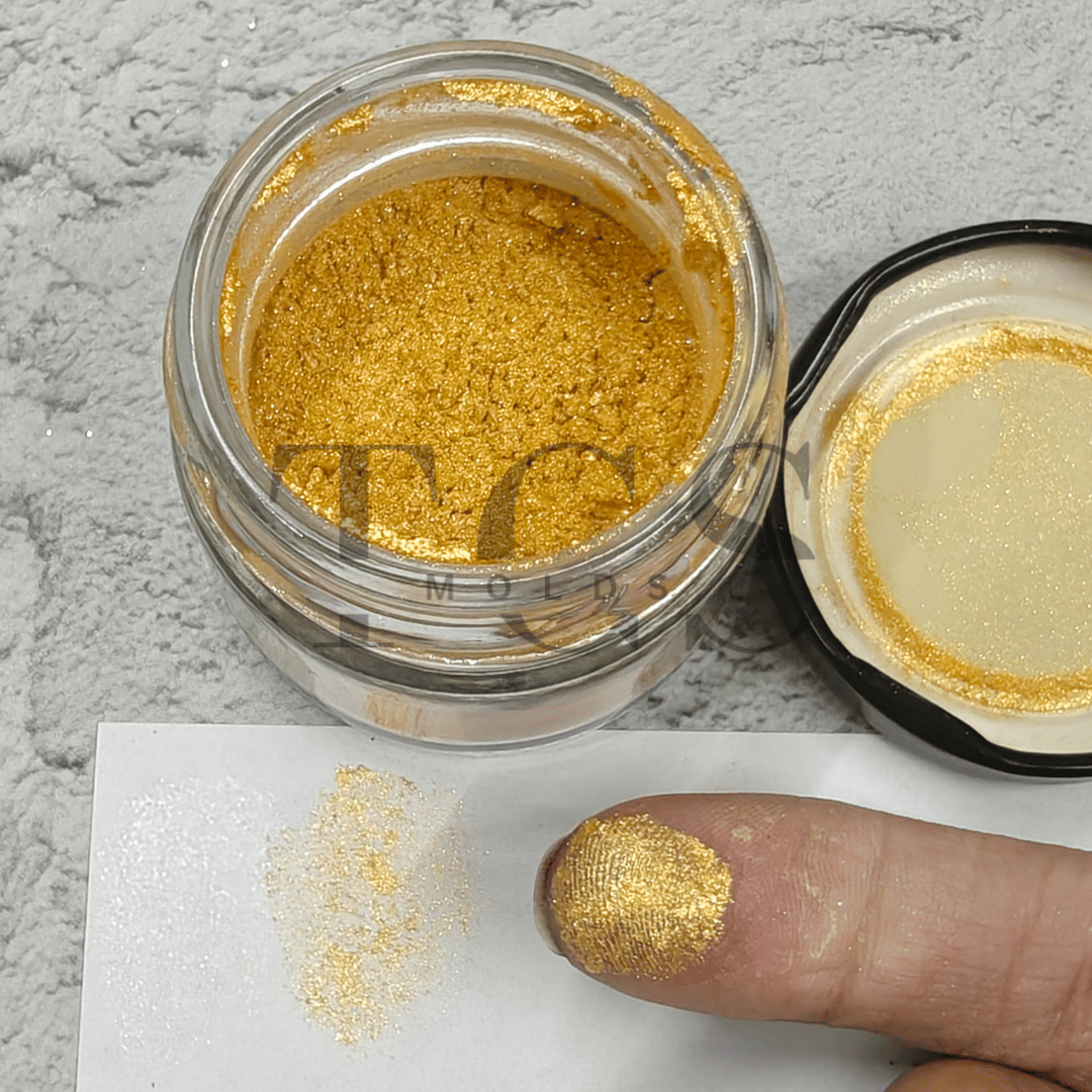 Golden Glitter Pearl Powder – TCS Moulds Metallic Gold Mica Pigment for Epoxy Resin Art, Geode Pours & Gold Shimmer Designs India