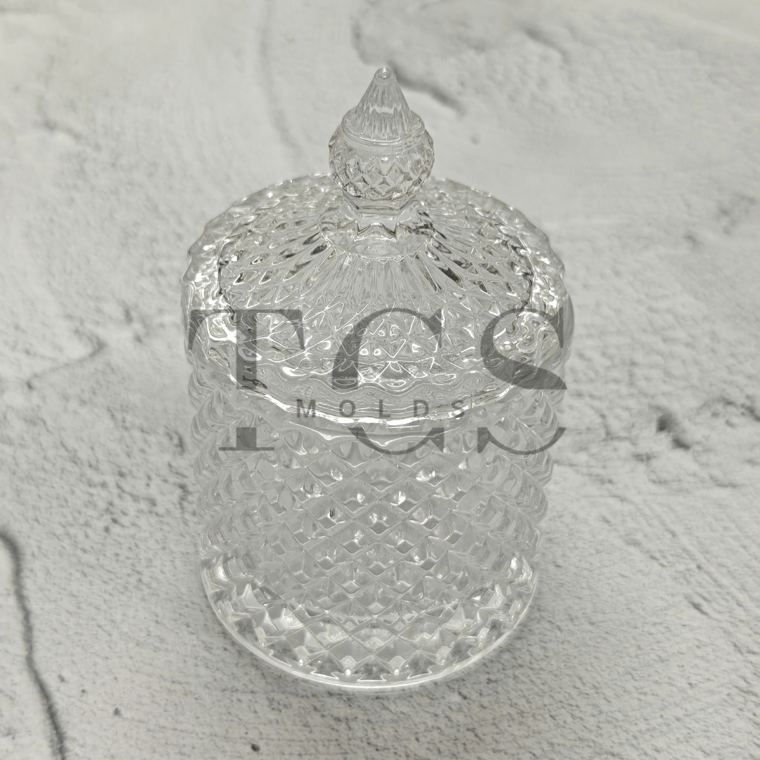Diamond Cut Jar with Glass Lid – 8cm Glass Candle Jar for Soy Wax & Scented Candles India