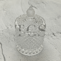 Diamond Cut Jar with Glass Lid – 8cm Glass Candle Jar for Soy Wax & Scented Candles India