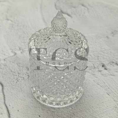 Diamond Cut Jar with Glass Lid – 8cm Glass Candle Jar for Soy Wax & Scented Candles India