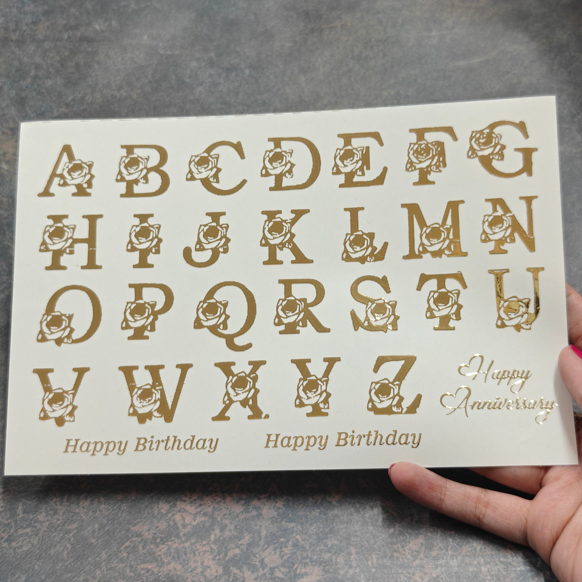 A5 Alphabet embossed sticker sheet
