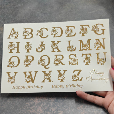 A5 Alphabet embossed sticker sheet