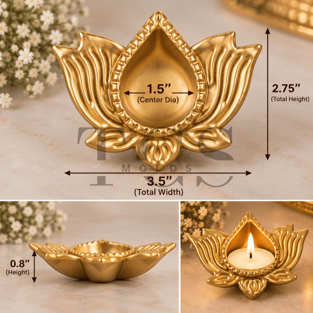 Mini lotus dia urli, 1.5 inch small metal urli bowl for diyas and floating flowers