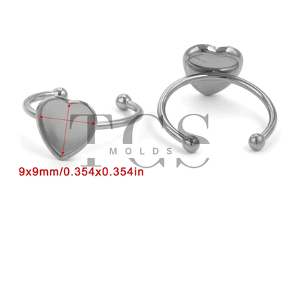 Silver heart Anti tarnish ring bazel