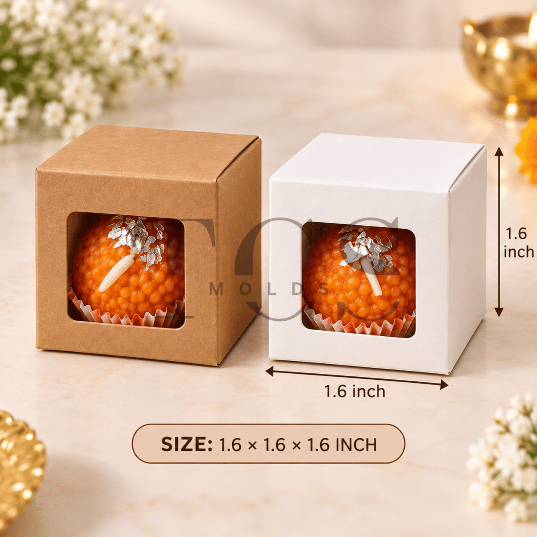 1 cavity ladoo box with window in white and brown