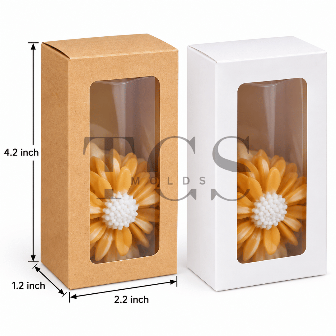 Sachet box with window in white and brown