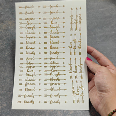 A5 words embossed sticker sheet