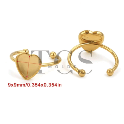 Golden heart Anti tarnish ring bazel