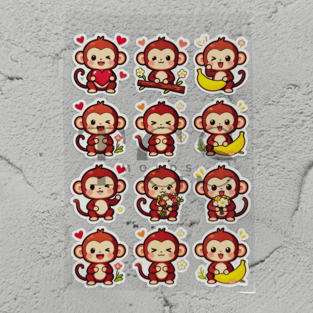 A6 Uv dtf sheet cute monkey