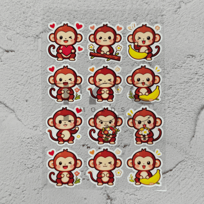 A6 Uv dtf sheet cute monkey