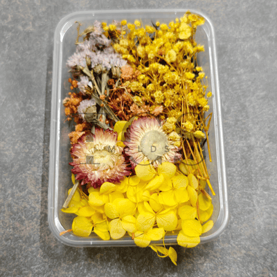 Yellow Dry Flower Box - packing material for resin art and craft projects