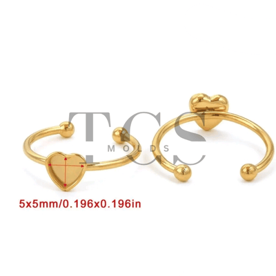 Mini heart anti tarnish ring bazel